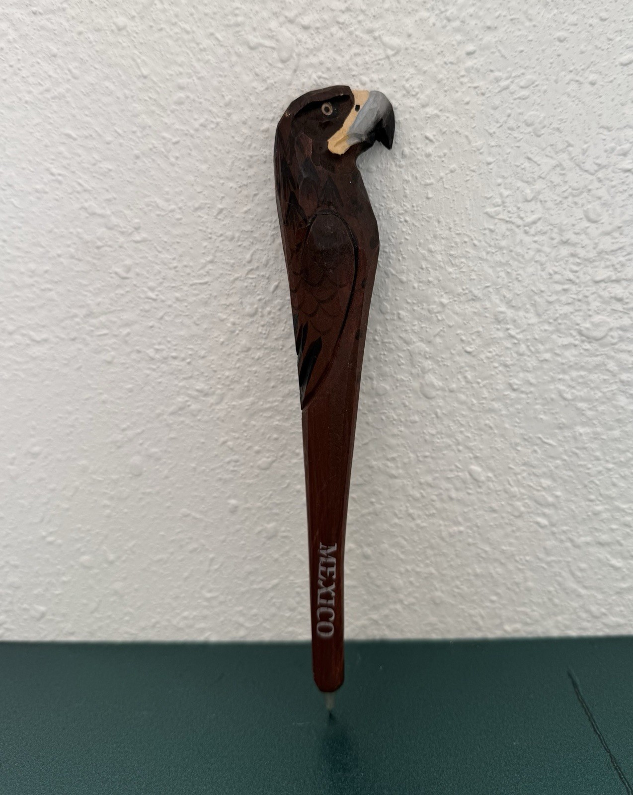 Brown Eagle Wood Carved and Painted Pen Mexico Playa Del Carmen Souvenir