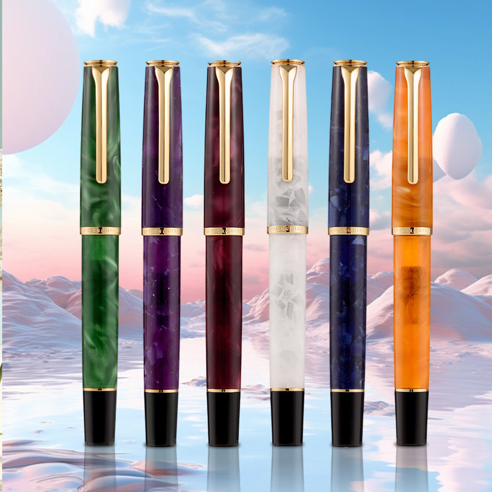 HongDian N12 Resin Fountain Pen, Extra Fine Nib Classic Pen Writing Pen Gift
