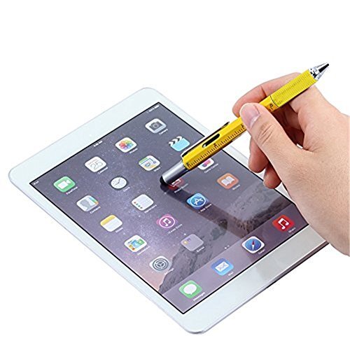 Multifunction Tool Pen, 6 in 1 Tool with Ballpoint Pen, Touch Black + 2×refills