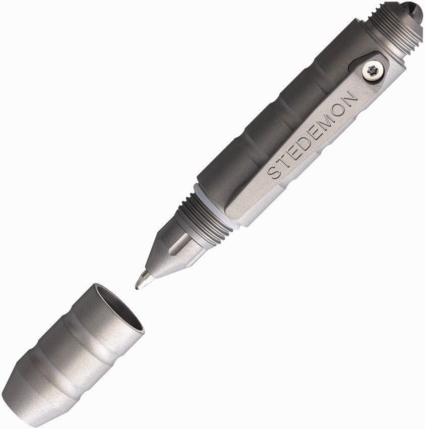 Stedemon P01 Titanium EDC Pocket Pen Glass Breaker Extra Refill Black Ink