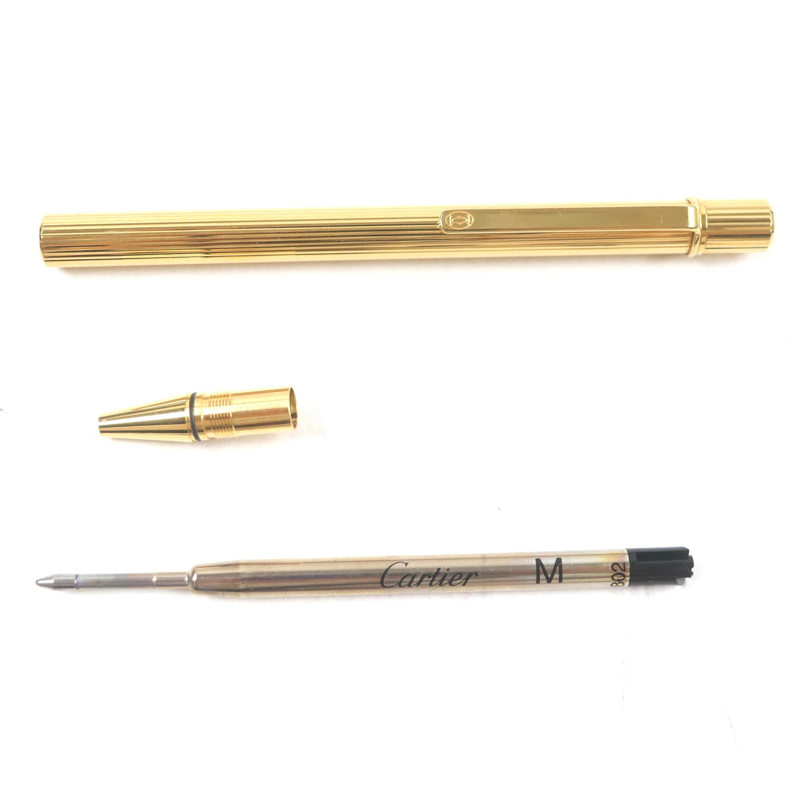 Must de Cartier Stripe Ballpoint Pen Gold Twist France Tested Unisex Writing Pen