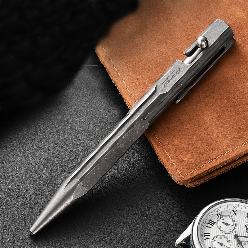 Titanium Bolt Action Ballpoint Pen EDC Pocket Pen Business Office Writing Gift