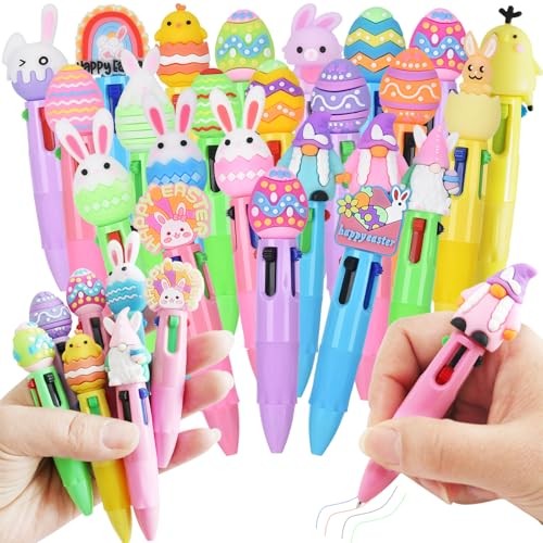 24 Pcs Easter 4-in-1 Ballpoint Pens|Colorful Cartoon Kawaii Pens |with Easter