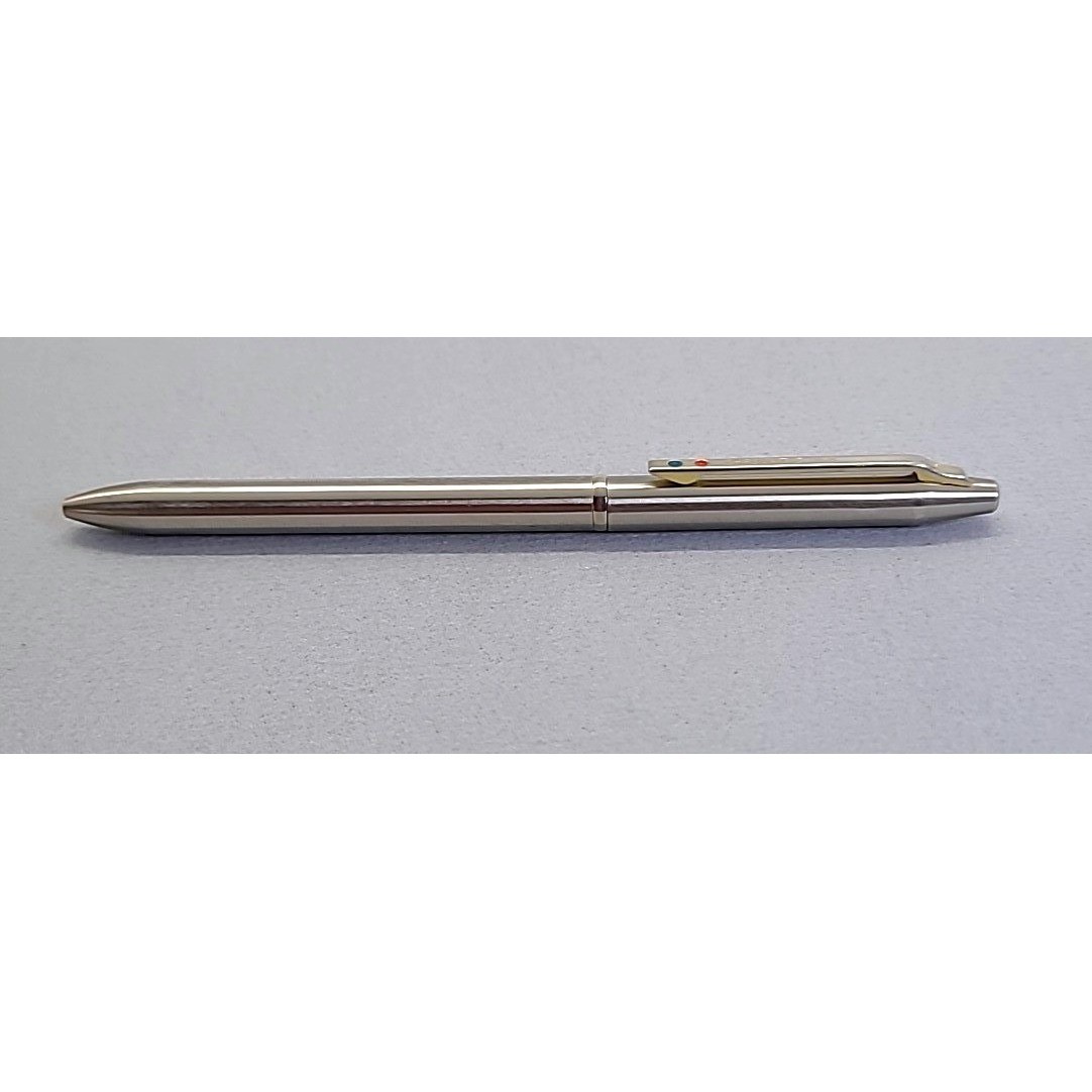 Vintage Chromatic Dual Ballpoint Red Blue Pen Silver Gold Trim USA Writing Tool