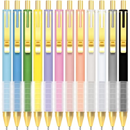 Smooth Writing Pens, Soft Grip, 1.0mm Black 12 Gorgeous Barrels-1mm Black Ink