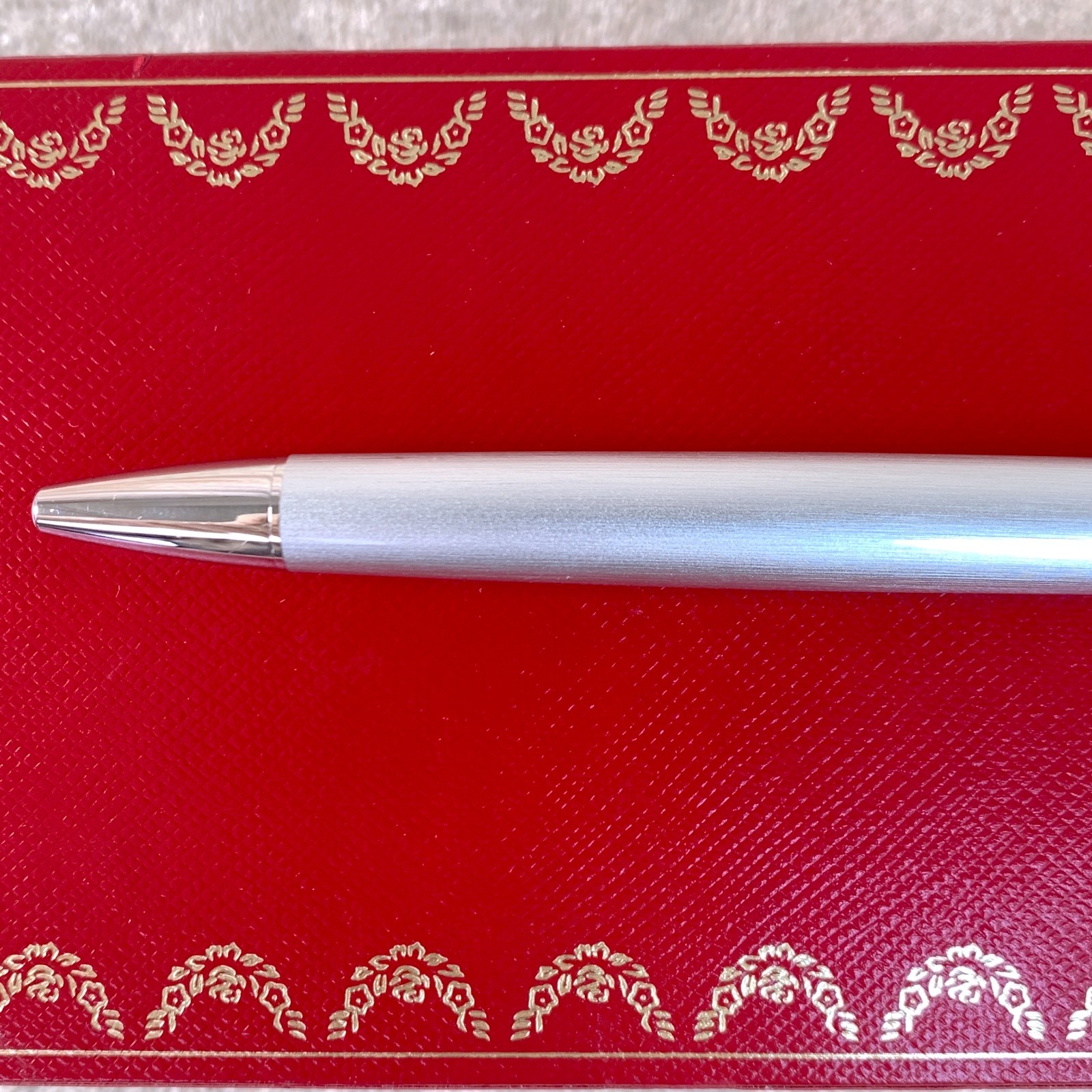 Cartier Mini Ballpoint Pen Charm Silver Lacquer Palladium Finish w/Case & Papers
