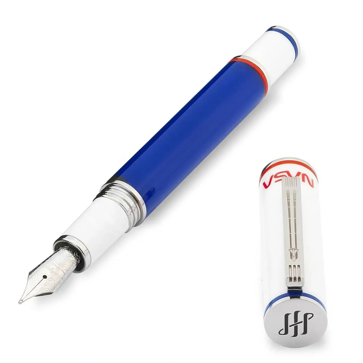 Montegrappa Fountain Pen NASA Atlantis Blue and White Resin Medium Nib ISN1R3BP