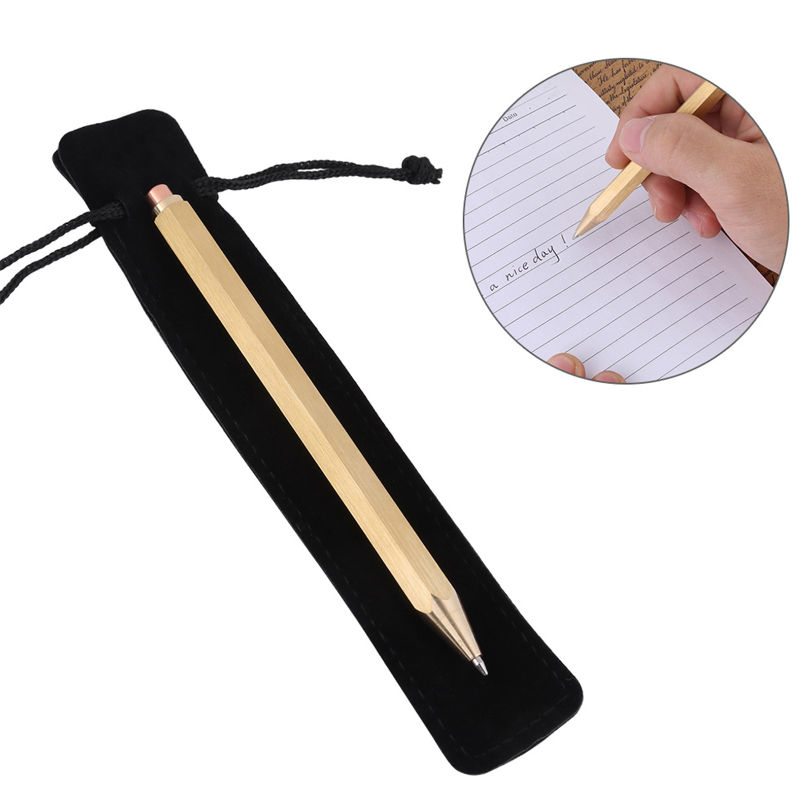 1PC Copper Brass Pen Spring Ballpoint Pen Writing Stationery Office Supplies♡