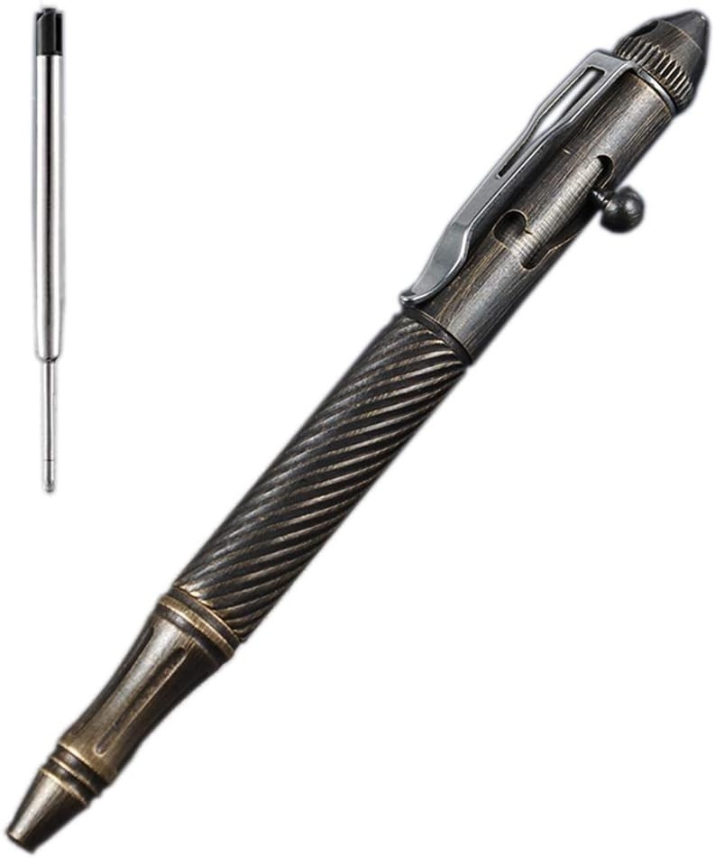 Twisted Lines Solid Brass Bolt Action Ballpoint Pen – Elegant Retro Black