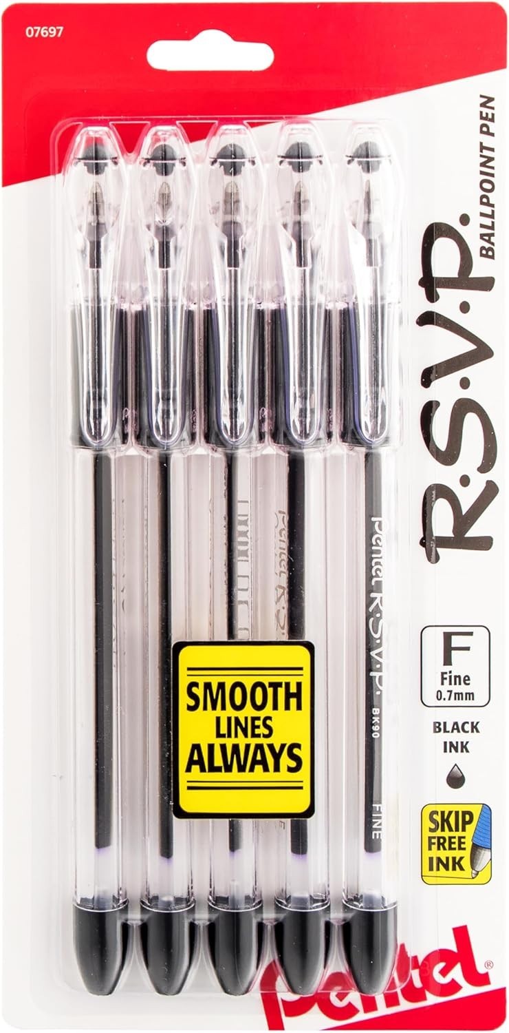 RSVP Ballpoint Pens 0.7mm Fine Line, 5-Pack – Durable and Comfortable Writing