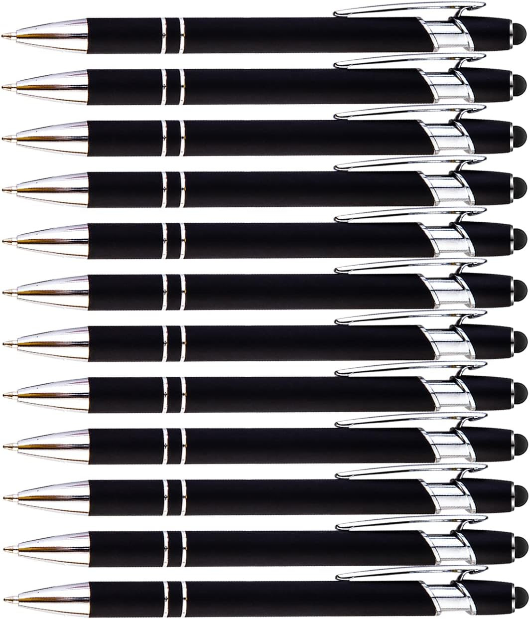 12 Pieces Black Ballpoint Pen with Stylus Tip, 2 in 1 Stylus Pen, Premium Metal