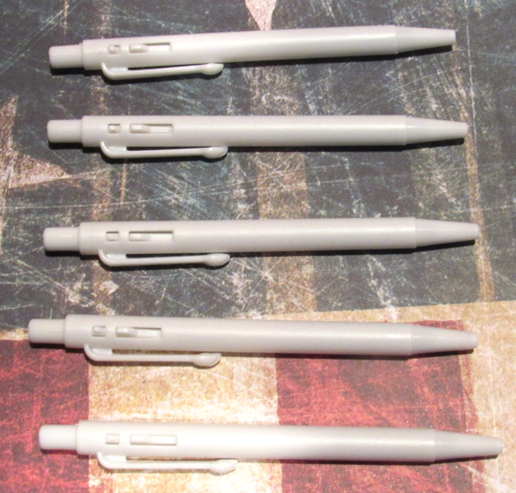 Set of 5 White Mini Click Top Ballpoint Pens-Great for pocket, purse, journal