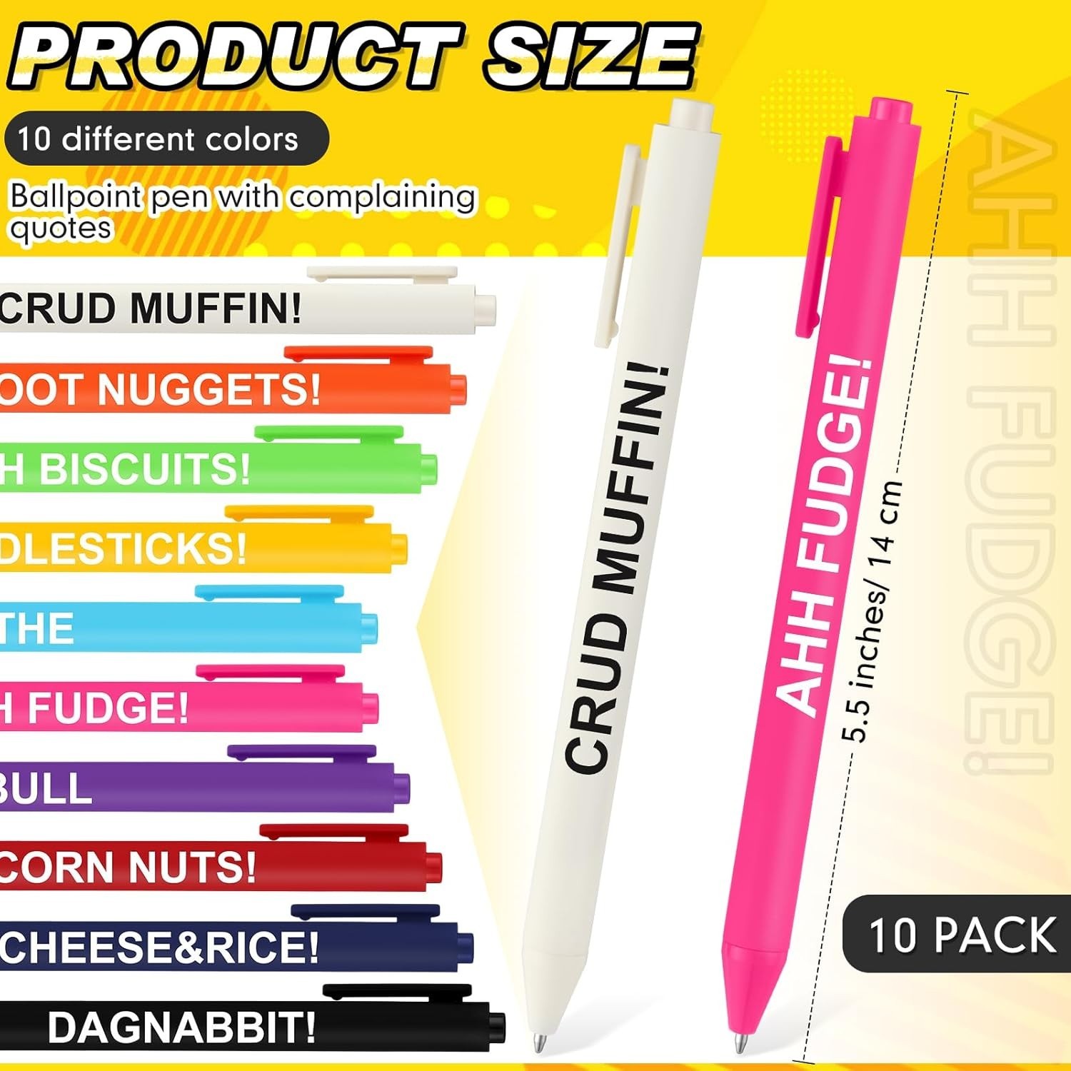 10 Pcs Funny Pens for Adults Fun Ballpoint Pens Bulk with Sayings Novelty Quotes