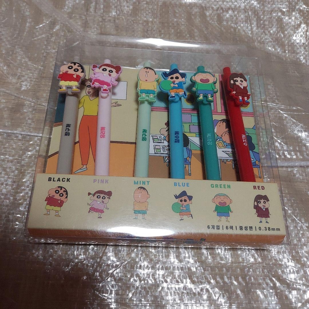Korea Limited Edition Korea Daiso Crayon Shin-chan Ballpoint Pen Set 6 Colors #c