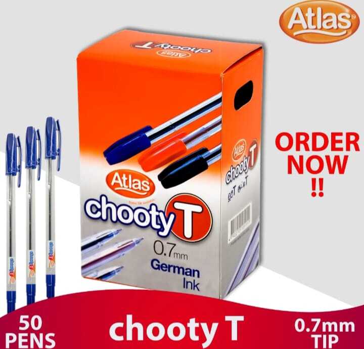Atlas Pen Chooty T – Blue / Black / Red – 50 Pen Box free shipping