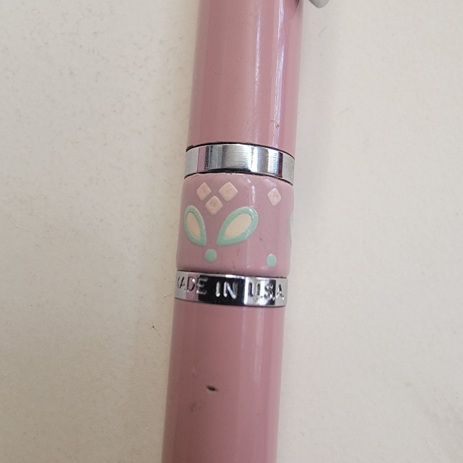 Vintage Hallmark Enamel Mauve Floral Ball Point Pen 1700WP2511 Box Made In USA