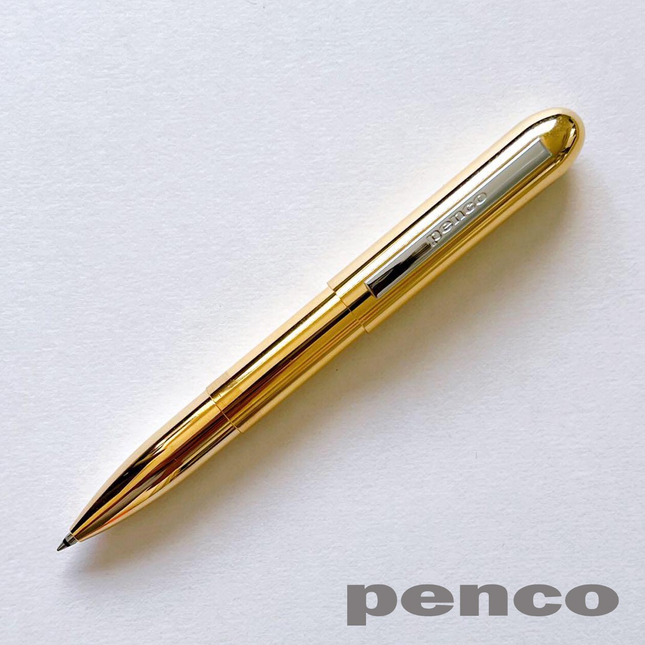 HIGHTIDE PENCO BULLET Ball Point Pen 0.7mm Solid Brass Body Japan Made