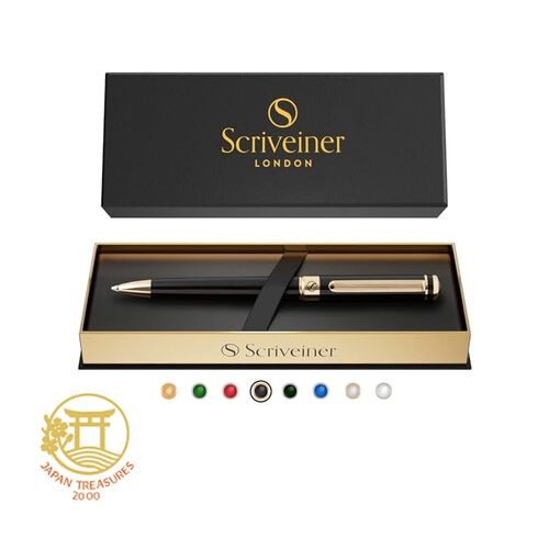 Scriveiner ballpoint pen premium real gold plated with Schmidt black refill. A