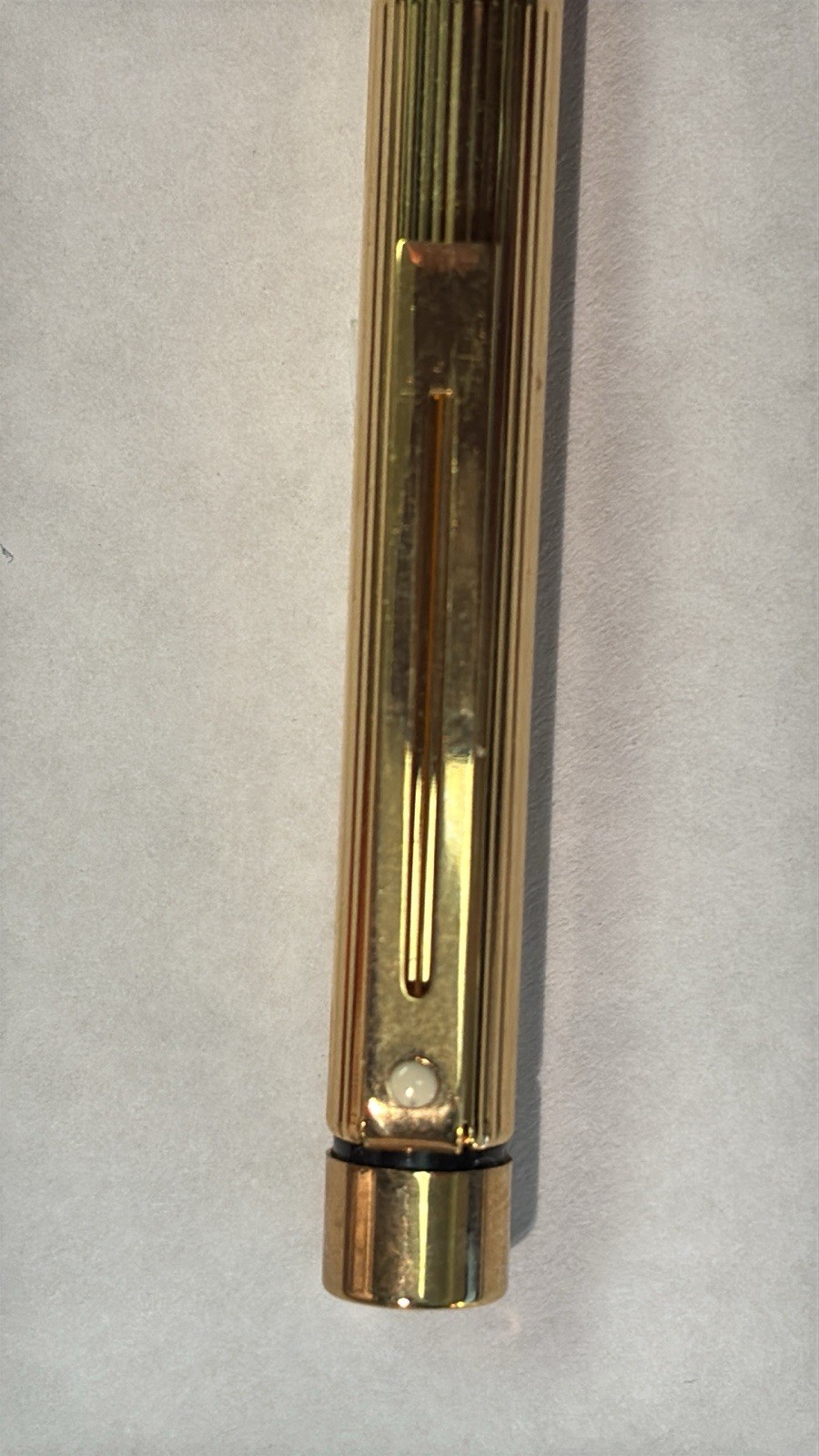 Vintage SHEAFFER TARGA 1005 Imperial Brass Fluted 14K Gold F Nib Fountain Pen