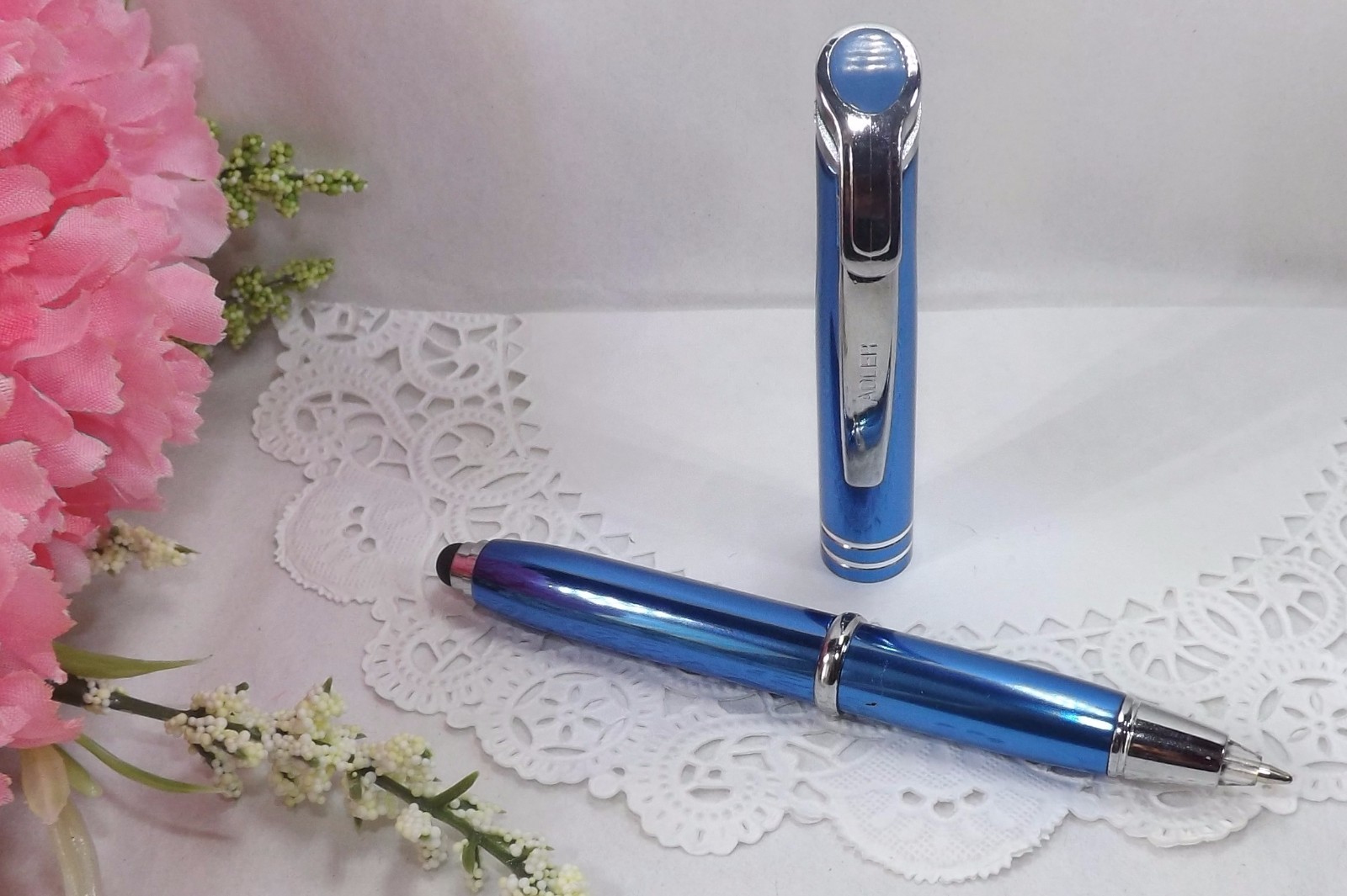3 in 1 Medina Lighted Tip Blue Stylus LED Flashlight Pen by Adler (HIGH QUALITY)