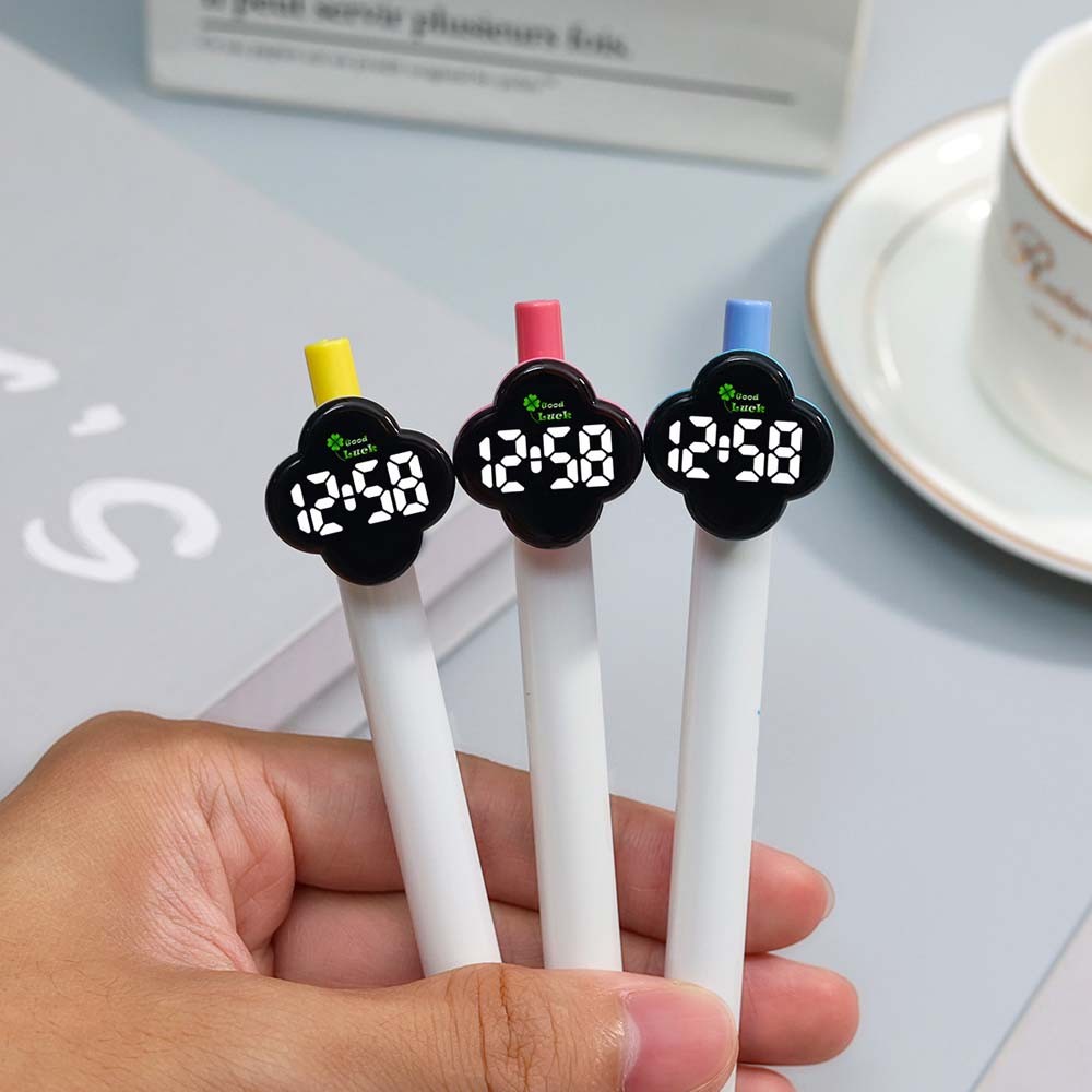 Silent Pen-Cap Digital Noiseless Hidden Student Silent Exam Clover Pen Cap Watch