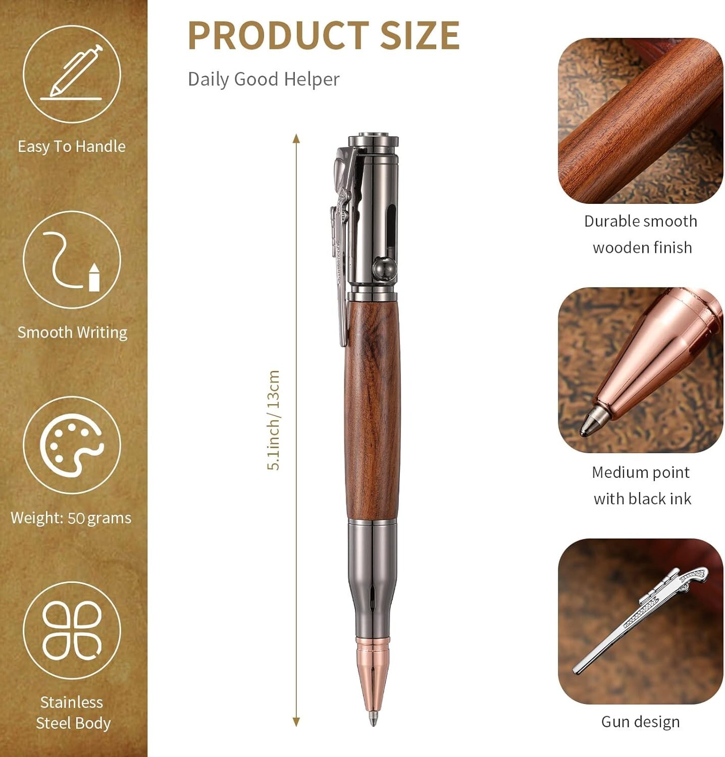3 Sets Bullet Pens for Men Bolt Pen Bullet Pen for Pen Lover with Pen Gift Bo…