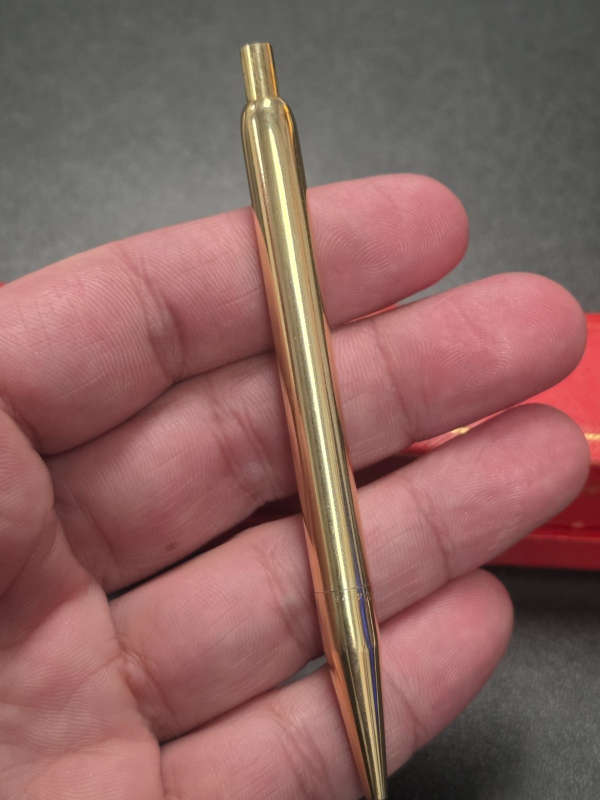 Vintage Cartier Solid 14K Yellow Gold Smooth 4″ Ballpoint Pen in Box 4176 RARE