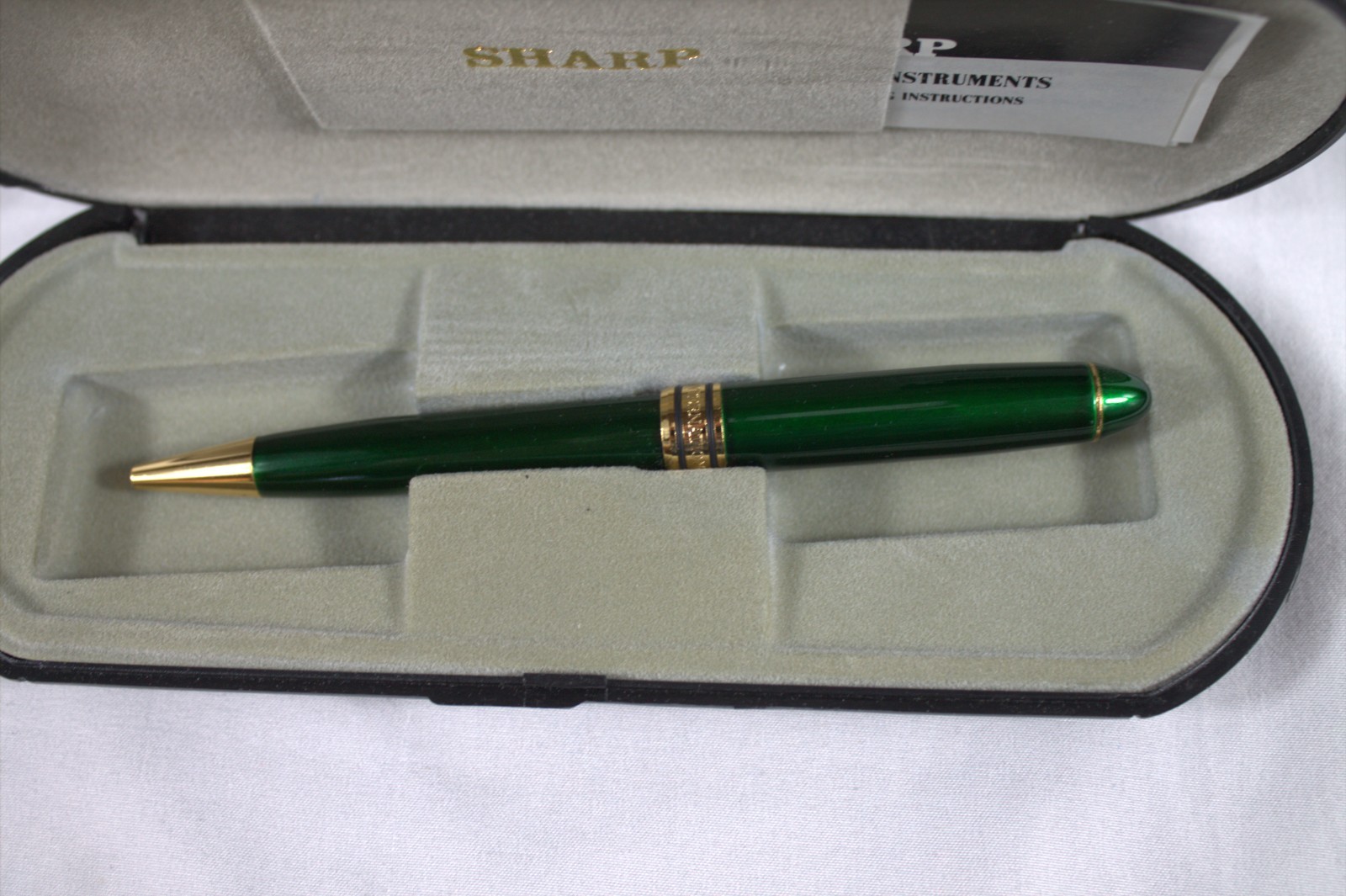 Vintage Sharp International Green enamel Gold Accent Twist Writing Pen