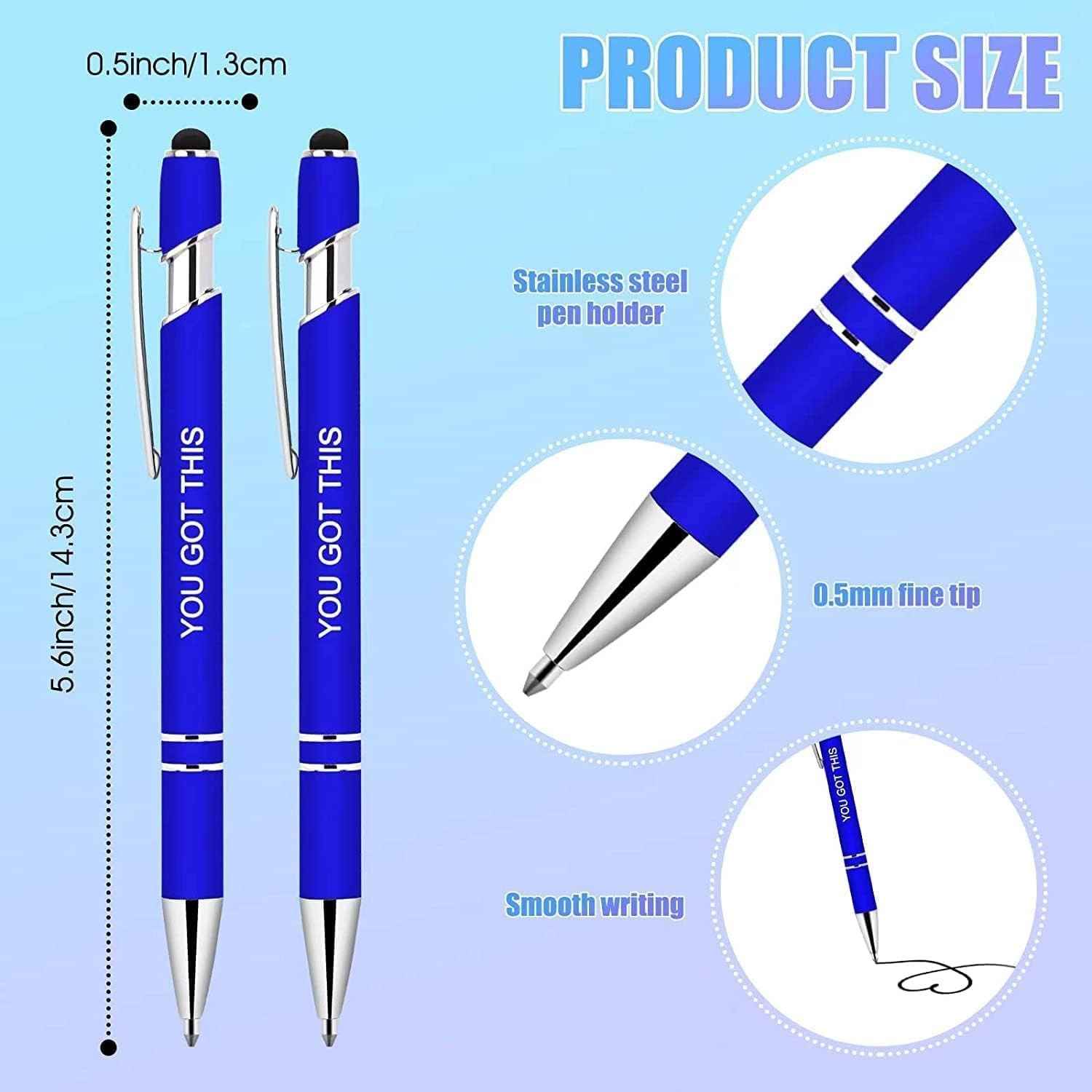 10 Pcs Inspirational Pens – Motivational Ballpoint Ink Pens Bulk with Stylus Tip