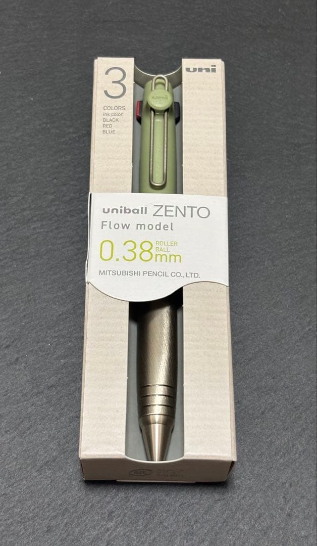 Uni-Ball Zento Flow Model 3-Color Ballpoint Pen 0.38mm Green NEW JAPAN FS