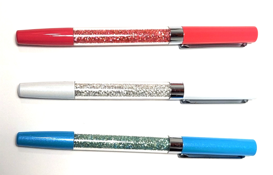 Set Of 3 Crystalline Pens Black Ink Crystal Rhinestone Gem Sparkle *Black Ink #3