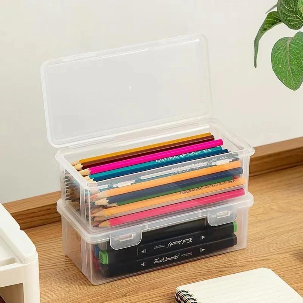 1/2/3/4pcs Plastic Translucent Pencil Case Large Capacity Pencil Boxes Portable