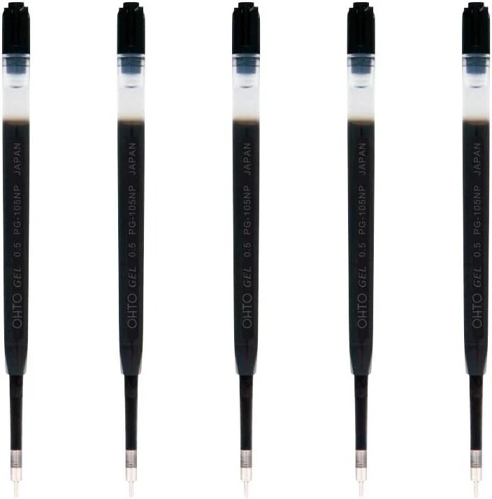 Ohto Flash Dry Gel Pen Refill 0.5mm Black PG-105NP 5 Pack precise Gel Ink JPN