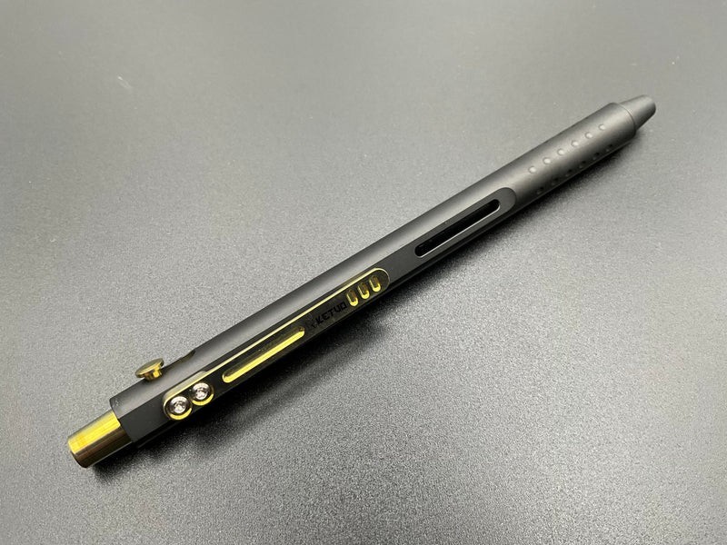 Ketuo Divot Pen Push-Button Black And Gold Titanium Construction 5.5″ Overall