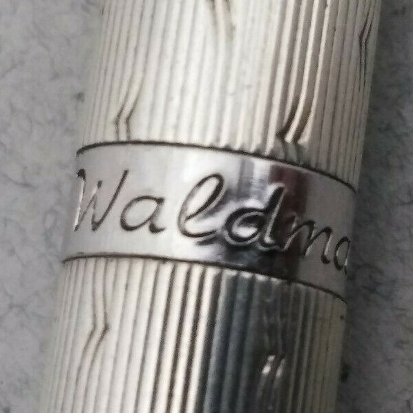 RARE UNIQUE WALDMANN STERLING SILVER 925 LADY BALLPOINT PEN BLUE STONE VINTAGE