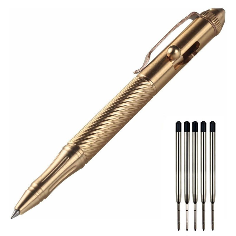 EDC Practical Brass Pocket Ball Pen Business Office Signature Pen Outdoor Travel