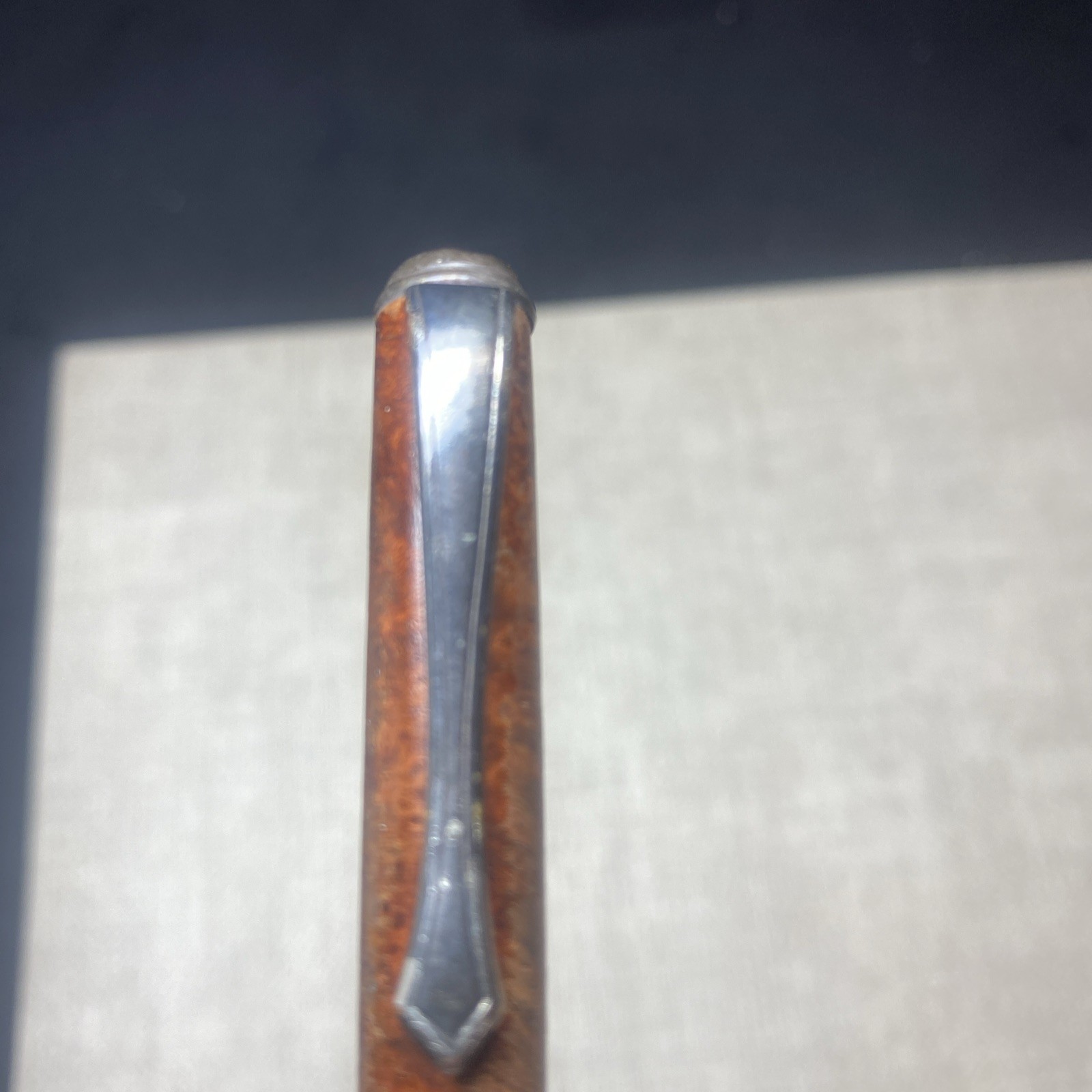 Cesare Emiliano Silver 925 Ballpoint Pen Signed Engraved Briar Wood- Rare Find