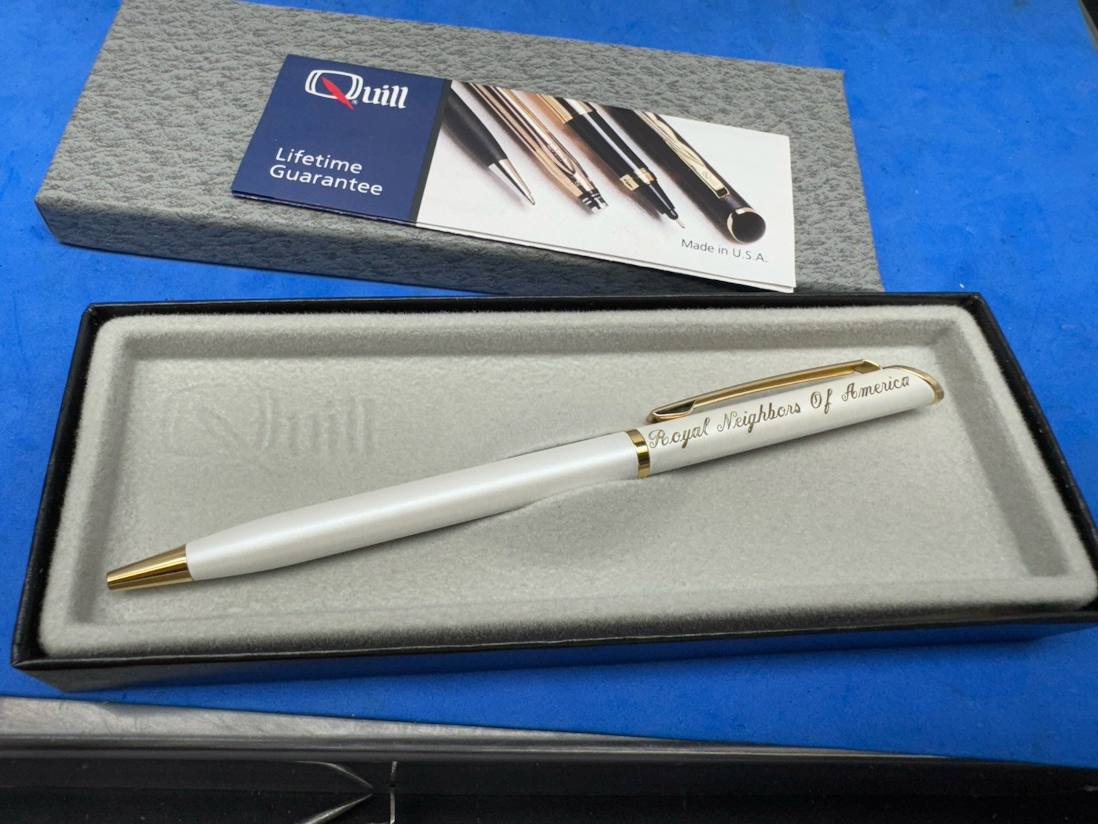 Vintage Quill Gold Trim Ballpoint Pen – Made in USA – w/ Original Box & Card