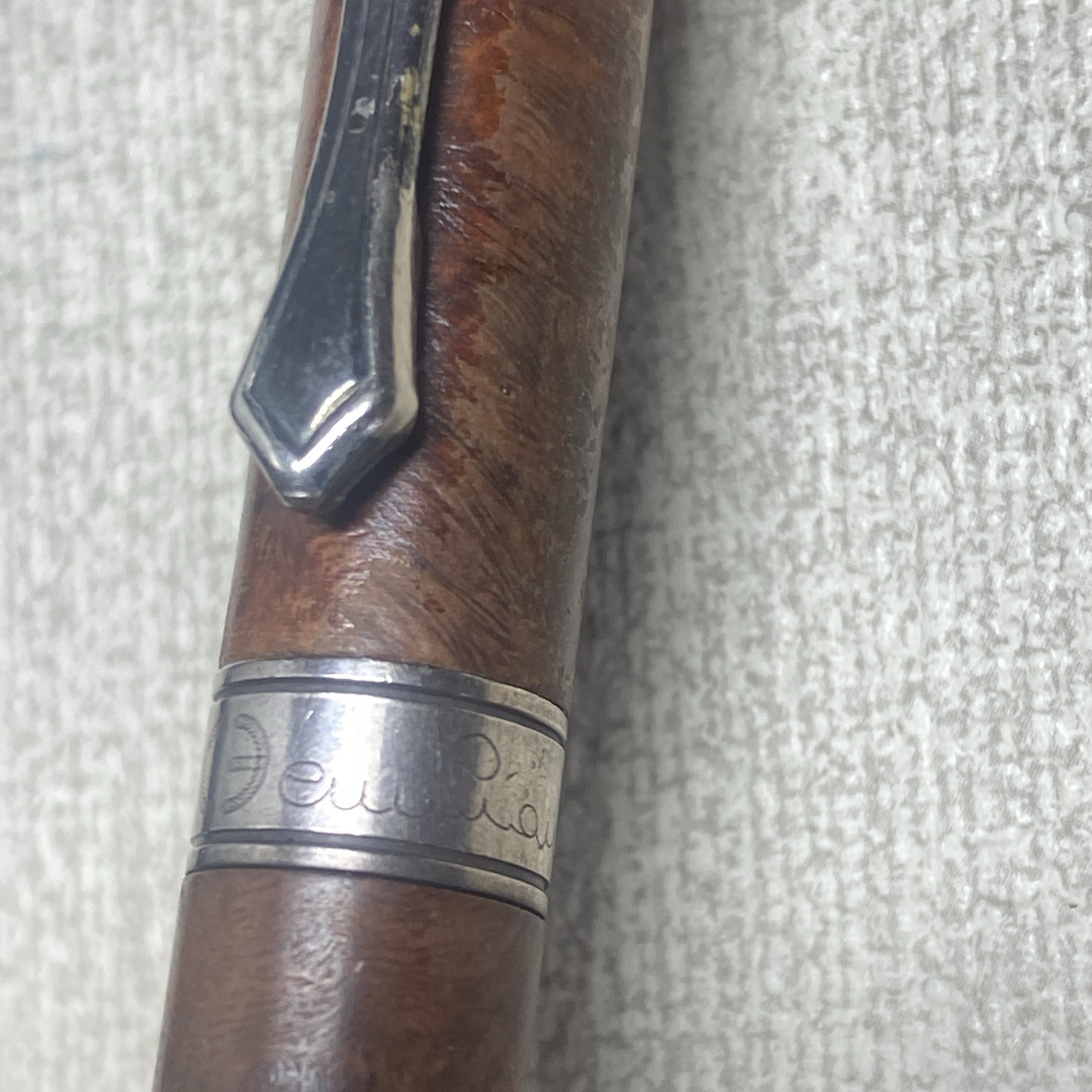 Cesare Emiliano Silver 925 Ballpoint Pen Signed Engraved Briar Wood- Rare Find