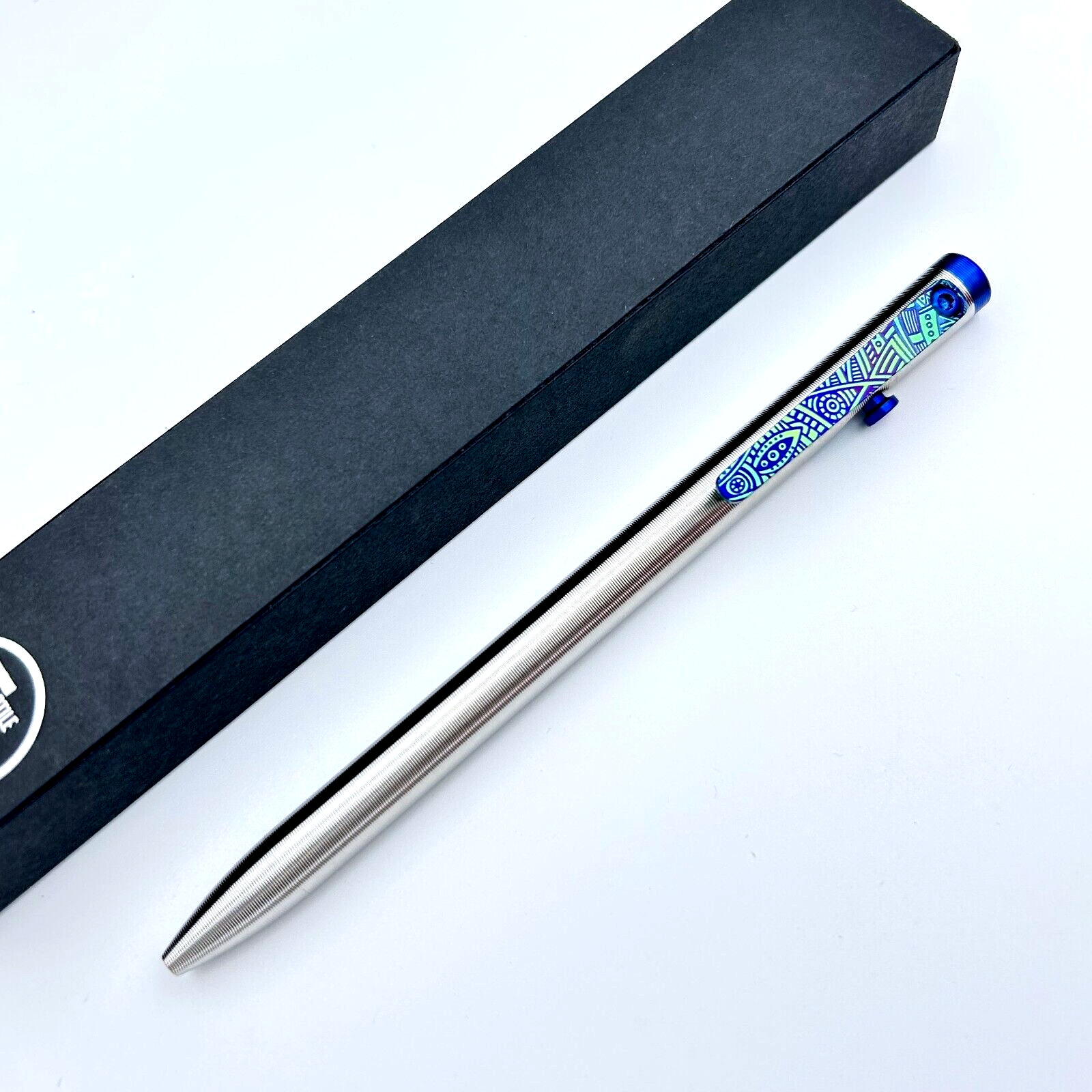 Tactile Turn – Titanium Slim Bolt Action Standard Size Pen Custom Tribal Clip