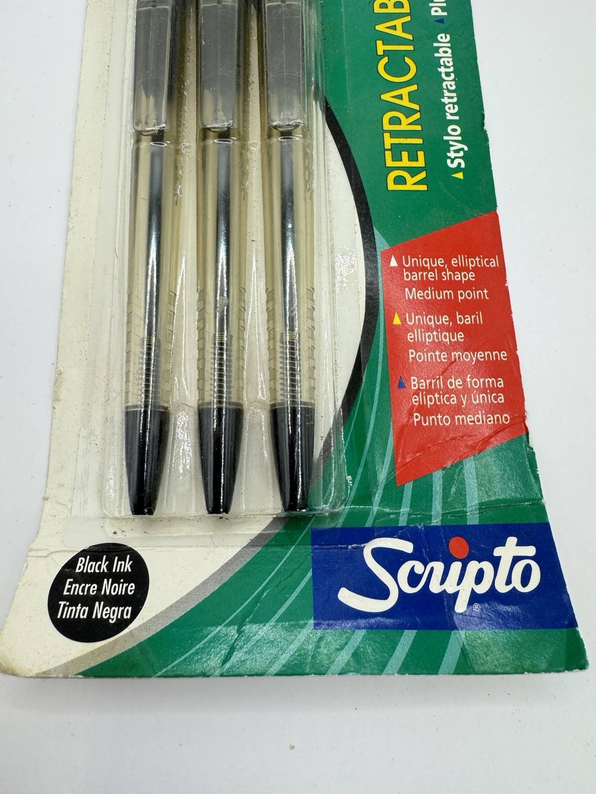 Vintage Scripto Retractable Pens Barrel Shape 02259 Mexico 1990’s NOS