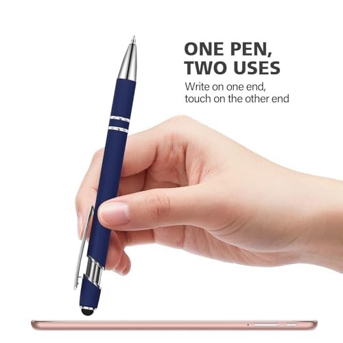 Ballpoint Pens with Stylus Tip, Soft Touch Click Stylus Pen, 2 in 1 Retractable