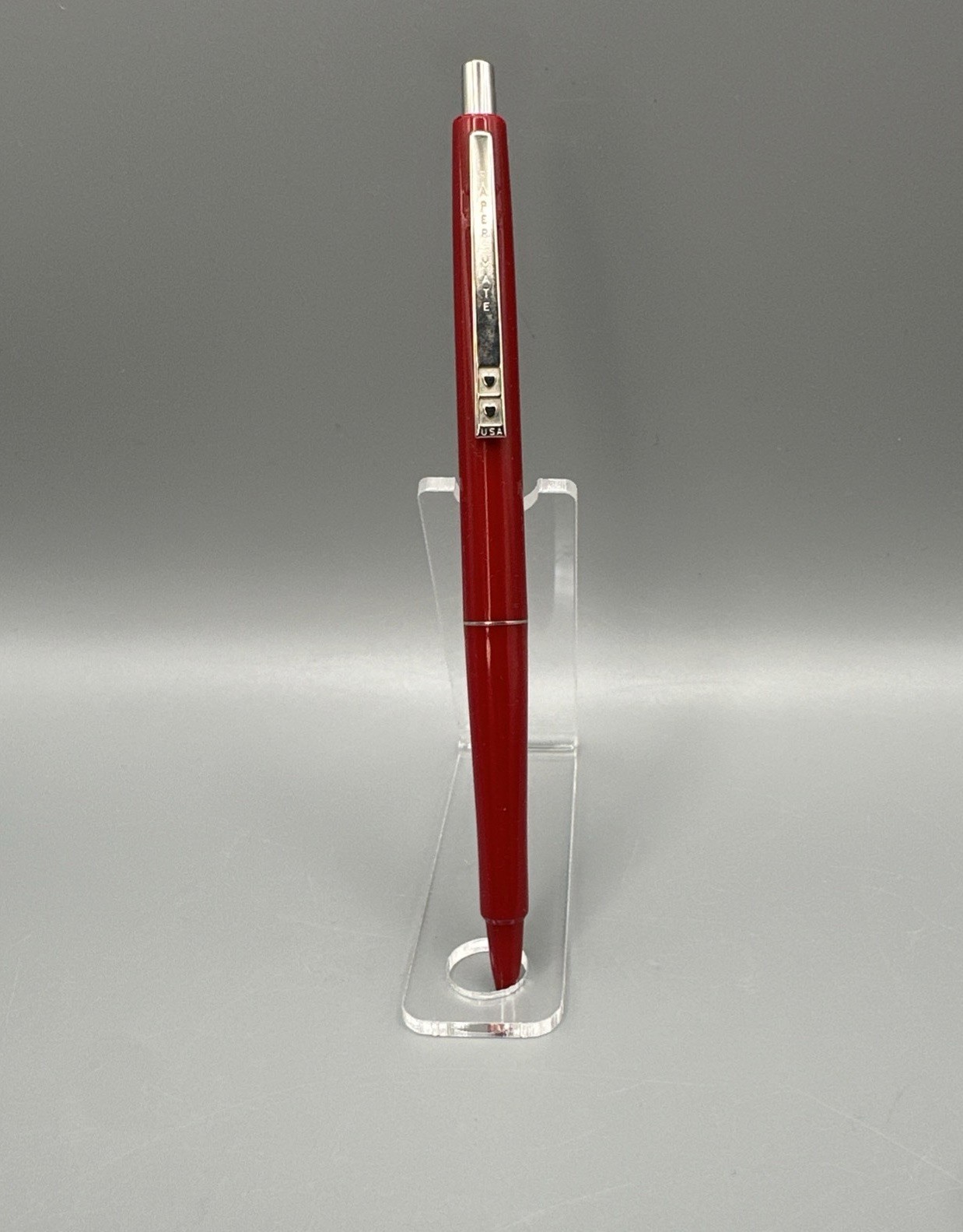 VTG Paper Mate Ninety Eight Red Pen Double Heart Logo 1989 New Black Ink 1382