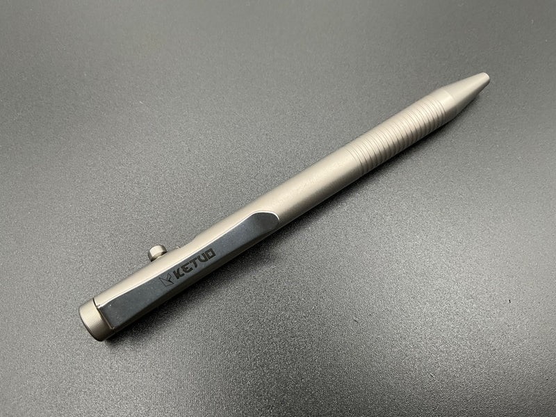 Ketuo Halo Bolt Action Pen Matte Gray Titanium Construction With Pocket Clip