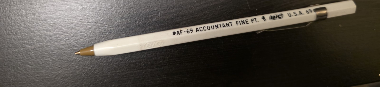 vintage BIC Accountant Fine Point Blue Ink Ballpoint Pen, Plastic Body w/ Clip
