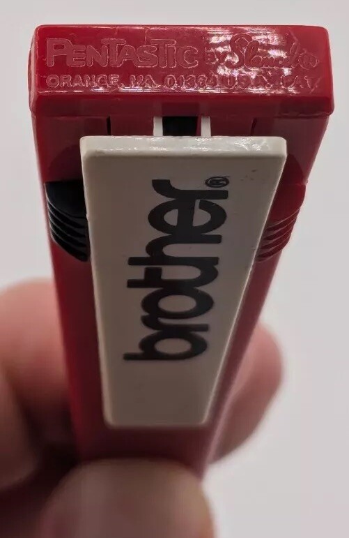 Vintage Plastic Red Black BROTHER Branded Pentastic By Slencil Advertising Pen