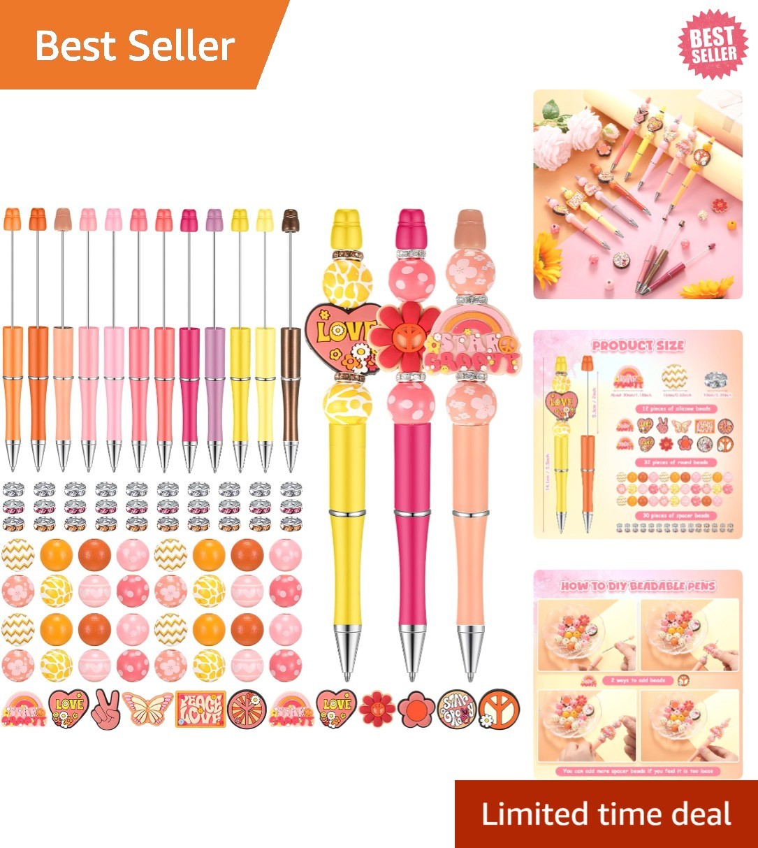 Set of 12 Lightweight Beadable Ballpoint Pens – Perfect for Writers and Crafters