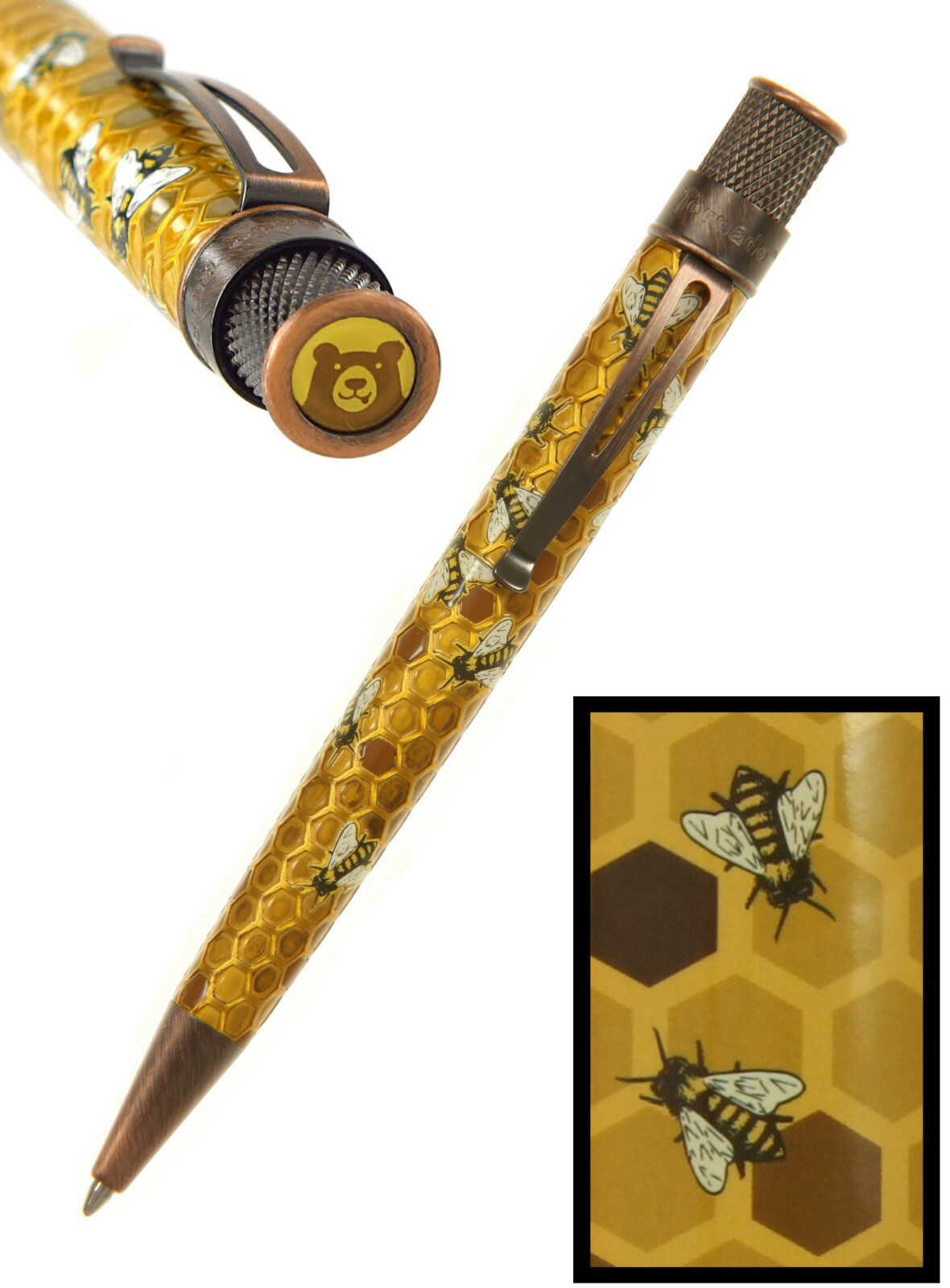 Retro 51 #VBP-1839 / «BUZZ» Acid Etched Honey Bees Tornado Ballpoint Pen