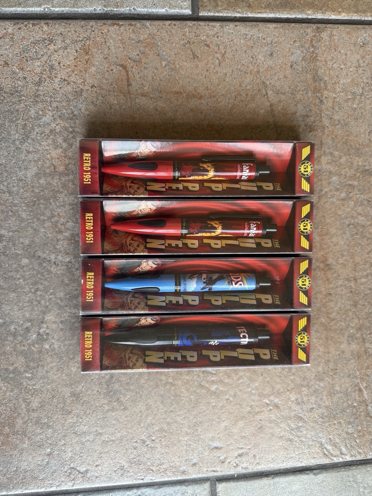 Vintage Retro 51 Pulp Pen Red Black Blue Ballpoint Pen In Box