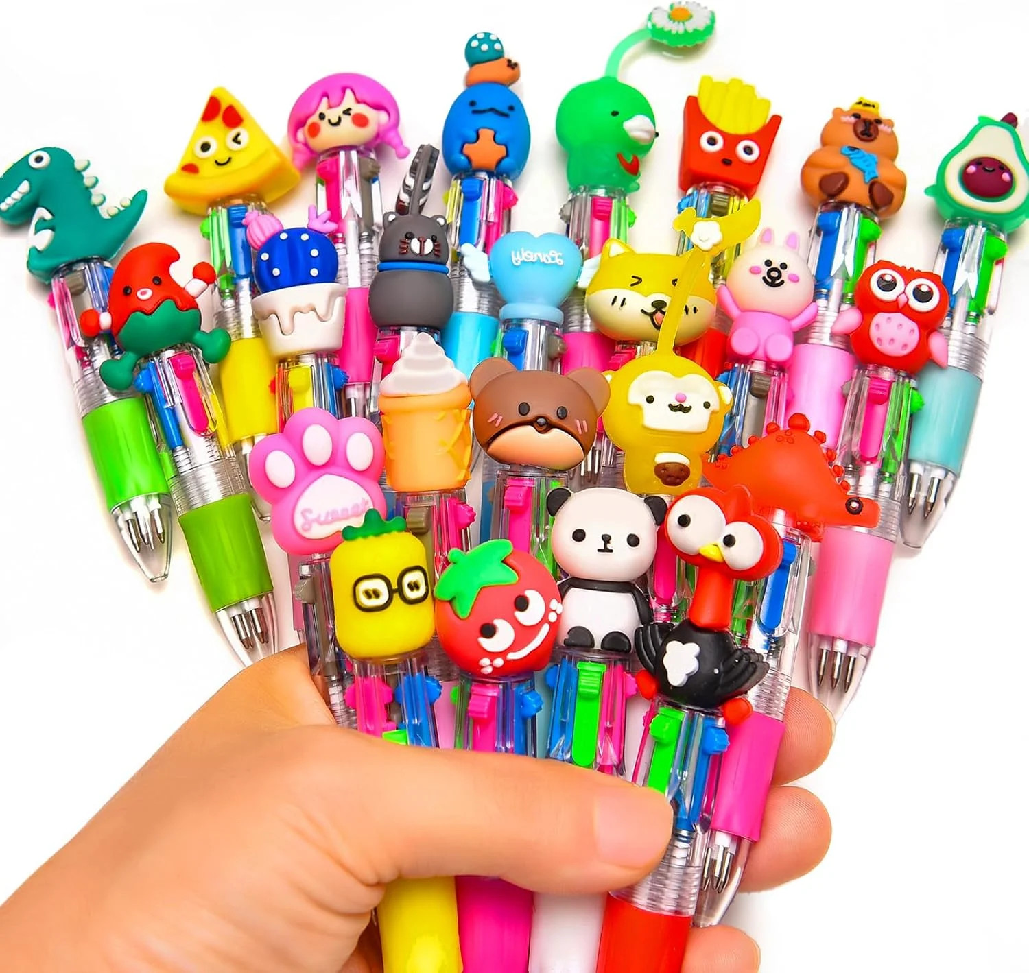 24Pcs Mini Multicolor Pens in One 4-in-1, Cute Pens Bulk for Party Favors and Bi